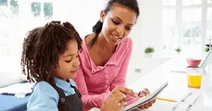 School child and parent